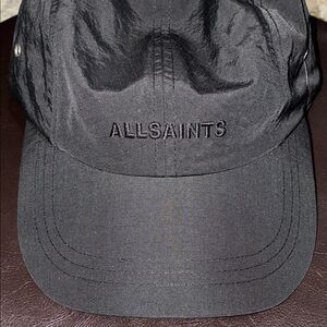 New! AllSaints Underground Admiral Black Embroidered Logo Baseball Cap